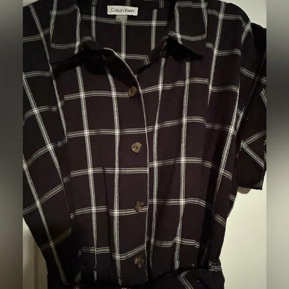 Calvin Klein Dark Plaid Shirt - Picture 2 of 3